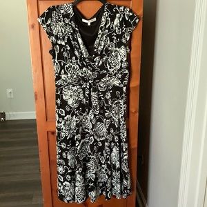 Evan Picone Black & White Floral Dress